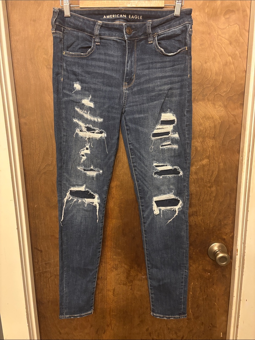 American Eagle Outfitters Women's Ripped Skinny Jeans - Blue